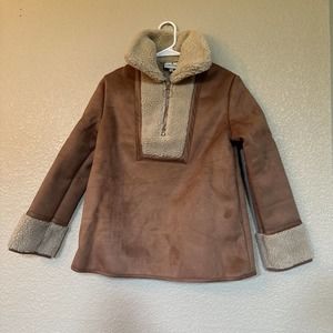 Tuckernuck Stella Shearling Jacket Womens Size XXS Tan 1/4 Zip Pullover